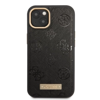 Etui Guess Peony Logo Plate MagSafe na iPhone 13 - czarne