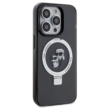 Etui Karl Lagerfeld Ring Stand Karl&Choupettte MagSafe na iPhone 14 Pro - czarne
