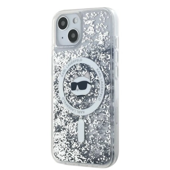 Etui Karl Lagerfeld Liquid Glitter Choupette Head MagSafe na iPhone 13 - przezroczyste