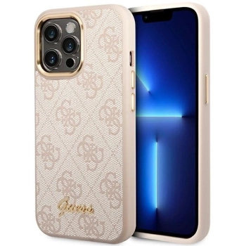 Etui Guess 4G Vintage Gold Logo na iPhone 14 Pro - różowe