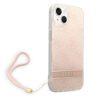 Etui Guess 4G Print Strap na iPhone 14 Plus - różowe
