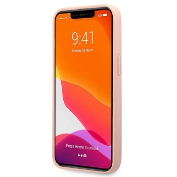 Etui Guess Saffiano 4G Metal Logo na iPhone 13 mini - różowe