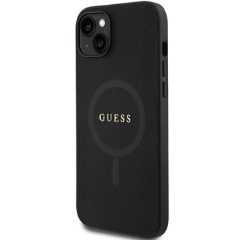 Etui Guess Saffiano MagSafe do iPhone 15 Plus - czarne