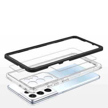Clear 3in1 etui do Samsung Galaxy S23 Ultra silikonowy pokrowiec z ramką czarne
