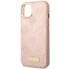Etui Guess Peony Logo Plate MagSafe na iPhone 14 - różowe