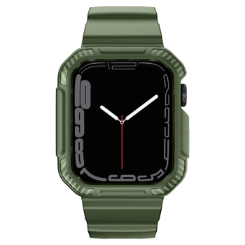Kingxbar CYF537 2w1 pancerne etui Apple Watch SE, 9, 8, 7, 6, 5, 4, 3, 2, 1 (45, 44, 42 mm) z paskiem zielone