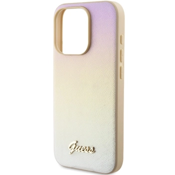 Etui Guess Saffiano Iridescent Script na iPhone 15 Pro Max - złote
