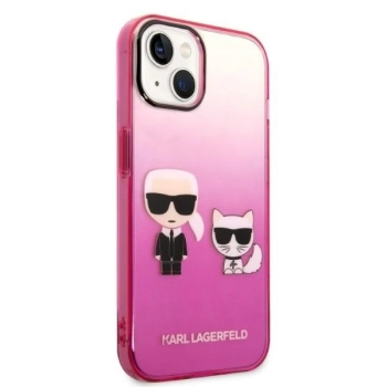 Etui Karl Lagerfeld Gradient Ikonik Karl&Choupette na iPhone 14 Plus - różowe