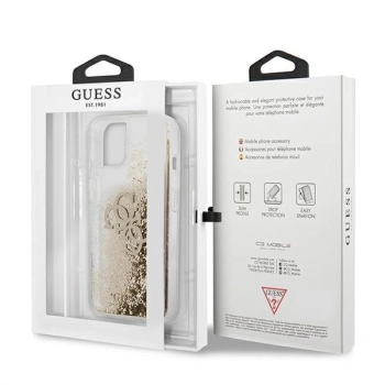 Etui Guess 4G Big Liquid Glitter na iPhone 13 mini - złote