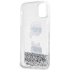 Etui Karl Lagerfeld Liquid Glitter Karl&Choupette Heads na iPhone 11 / Xr - srebrne