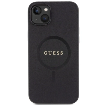Etui Guess Saffiano MagSafe do iPhone 15 Plus - czarne