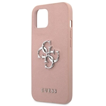 Etui Guess Saffiano 4G Metal Logo na iPhone 13 mini - różowe