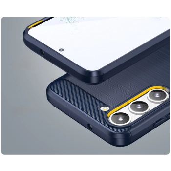 Carbon Case etui Samsung Galaxy S23+ elastyczny silikonowy karbonowy pokrowiec niebieskie