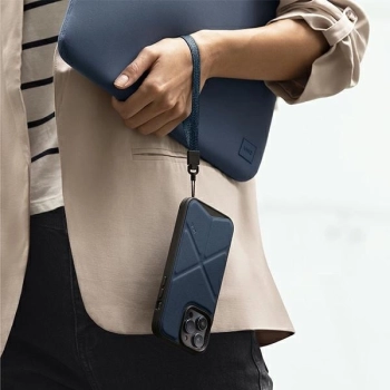 Etui UNIQ Transforma Magclick Charging na iPhone 14 Pro - niebieskie