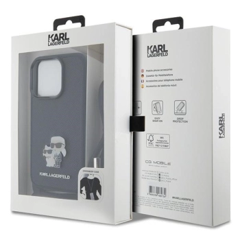 Etui Karl Lagerfeld Crossbody Saffiano Metal Pin Karl&Choupette na iPhone 15 Pro - czarne