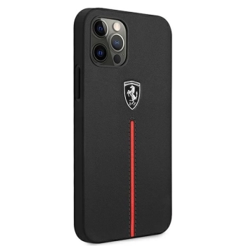 Etui Ferrari Off Track Leather Nylon Stripe na iPhone 12 Pro Max - czarne