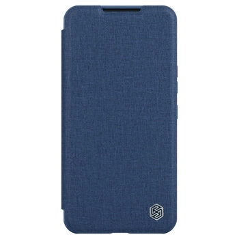 Nillkin Qin Cloth Pro Case etui Samsung Galaxy S23+ pokrowiec z klapką osłona na aparat niebieskie