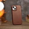 iCarer CE Oil Wax Premium Leather Folio Case skórzane etui iPhone 14 z klapką magnetyczne MagSafe brązowy (AKI14220705-BN)