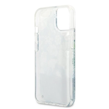 Etui Guess Flower Liquid Glitter na iPhone 13 mini - zielone