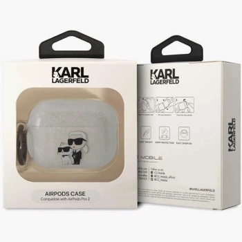 Etui Karl Lagerfeld Glitter Karl&Choupette na AirPods Pro 2 - przezroczyste