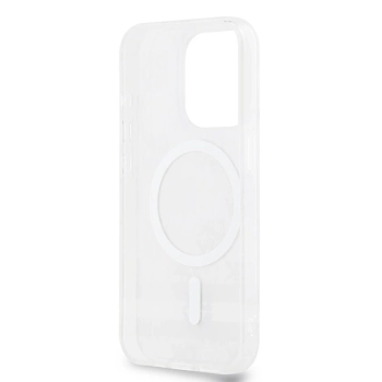 Etui DKNY IML Checkered Mono Pattern & Printed Stripes MagSafe na iPhone 14 Pro - beżowe
