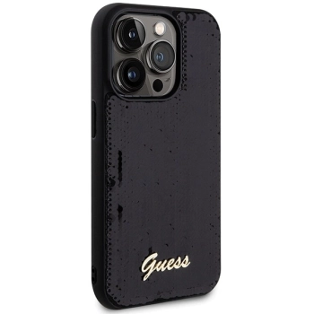 Etui Guess Sequin Script Metal na iPhone 13 Pro Max - czarne