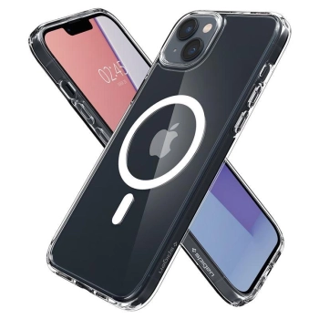 Etui Spigen Ultra Hybrid Mag z MagSafe na iPhone 14 - przezroczysto-białe