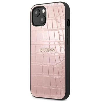 Etui Guess Croco Strap Collection na iPhone 13 mini - różowe