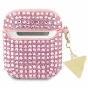 Etui Guess Rhinestone Triangle Charm na AirPods 1/2 - różowe
