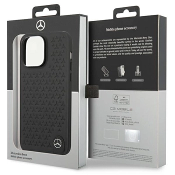 Etui Mercedes Leather Stars Pattern na iPhone 14 Pro Max - czarne