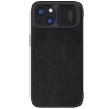 Skórzane etui z klapką Nillkin Qin Pro Leather do iPhone 15 z osłoną aparatu - czarne