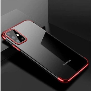 Clear Color case żelowy pokrowiec etui z metaliczną ramką Samsung Galaxy A72 4G czerwony