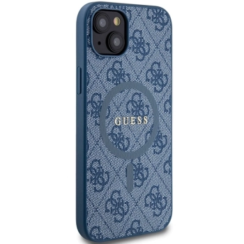 Etui Guess 4G Collection Leather Metal Logo MagSafe na iPhone 15 / 14 / 13 - niebieskie