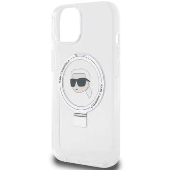 Etui Karl Lagerfeld Ring Stand Karl Head MagSafe do iPhone 15 - białe