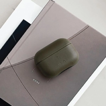 Etui UNIQ Terra Genuine Leather na AirPods Pro - oliwkowe