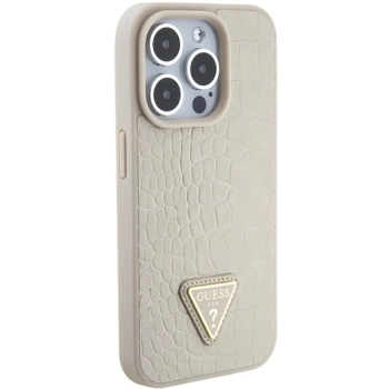 Etui Guess Croco Triangle Metal Logo do iPhone 15 Pro Max - złote