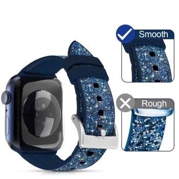 Kingxbar Crystal Fabric Band pasek bransoletka do Watch 6 / SE / 5 / 4 / 3 / 2 (40mm / 38mm) silikonowy pasek kryształowa opaska niebieski