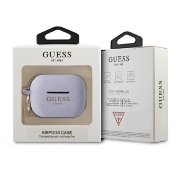 Etui Guess Silicone Glitter na AirPods Pro - purpurowe