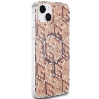 Etui Guess IML GCube MagSafe na iPhone 15 Plus / 14 Plus - brązowe