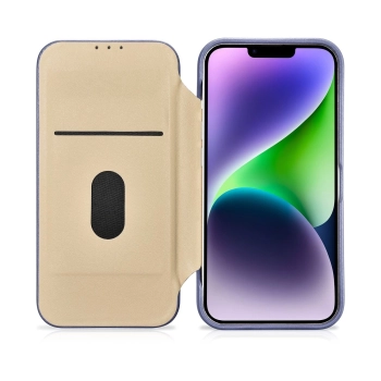 iCarer CE Premium Leather Folio Case skórzane etui iPhone 14 Plus z klapką magnetyczne MagSafe jasnofioletowy (WMI14220715-LP)