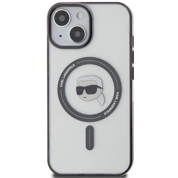 Etui Karl Lagerfeld IML Karl's Head MagSafe do iPhone 15 Plus - przezroczyste