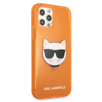Etui Karl Lagerfeld Glitter Choupette Fluo na iPhone 12 Pro Max - pomarańczowe