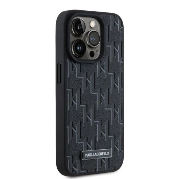 Etui Karl Lagerfeld Leather Monogram Metal Logo na iPhone 15 Pro Max - czarne