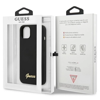 Etui Guess Silicone Script Gold Logo na iPhone 13 - czarne
