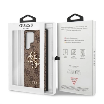 Etui Guess 4G Big Metal Logo na Samsung Galaxy S22 Ultra - brązowe