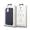 Etui U.S. Polo Assn. Leather Stitch na iPhone 14 Plus - granatowe