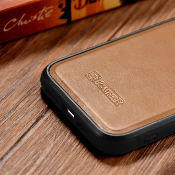 iCarer Leather Oil Wax etui pokryte naturalną skórą do iPhone 14 brązowy (WMI14220717-TN)