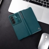 Skórzane etui z klapką i osłoną aparatu do Samsung Galaxy Z Fold 5 Nillkin Qin Leather Pro - zielone