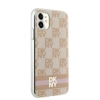 Etui DKNY IML Checkered Mono Pattern & Printed Stripes MagSafe na iPhone 11 / Xr - różowe
