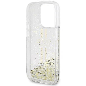 Etui Guess Liquid Glitter Gold Stripes na iPhone 15 Pro Max - przezroczyste
